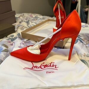 Christian Louboutin Vibrant Red Satin Heels